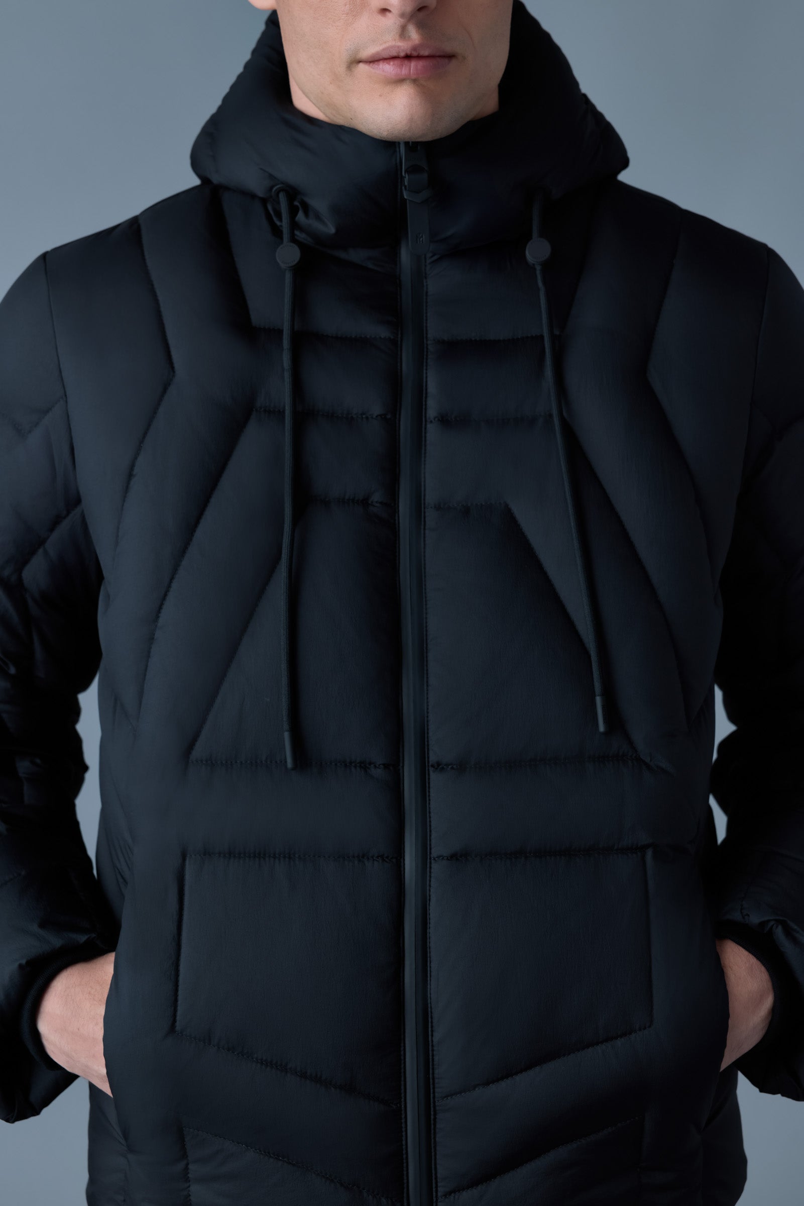 Luke softwash geometrical channel quilt down jacket Mackage Canada